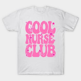 Cool Nurse Club, Nurses Groovy Pink Design T-Shirt